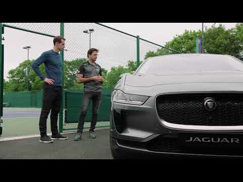 Nelson Piquet Jnr delivering the Jaguar I-PACE to Sir Andy Murray