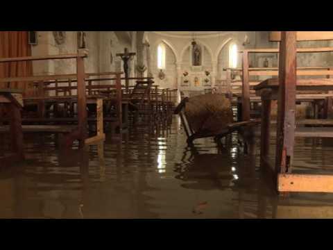 Dordogne church flooded as storms sweep across France