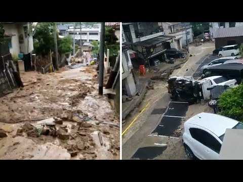 Inondations au Japon: les images des dégâts après les pluies torrentielles
