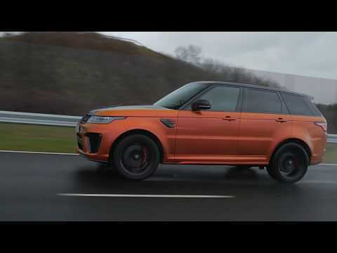 The new Range Rover Sport SVR driving on the Jaguar Land Rover Fen End circuit