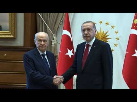 Erdogan meets Turkey nationalist chief after election win