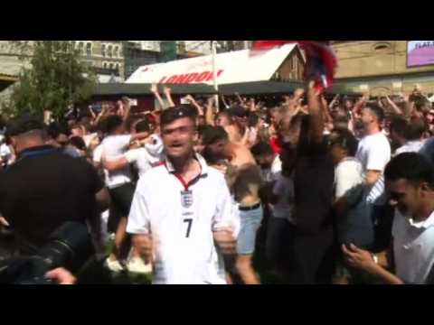 UK fans react in London after 1st goal against Sweden