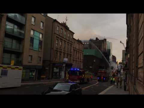 Firemen at work after blaze rips through Glasgow Art School
