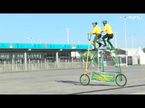 #Lifegoals: Father and son travel the world on giant tandem bike, swing by the World Cup