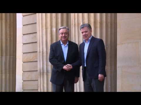 UN chief meets with Colombian president