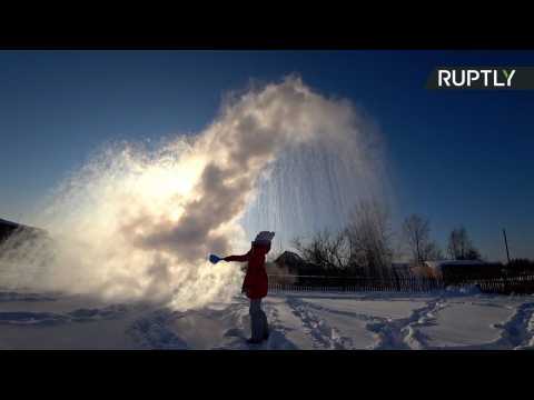 Watch as Boiling Water Instantly Turns to Snow in Siberia