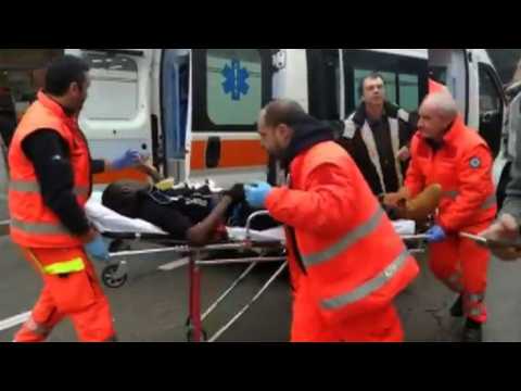 Amateur video shows injured at scene of Macerata shootings