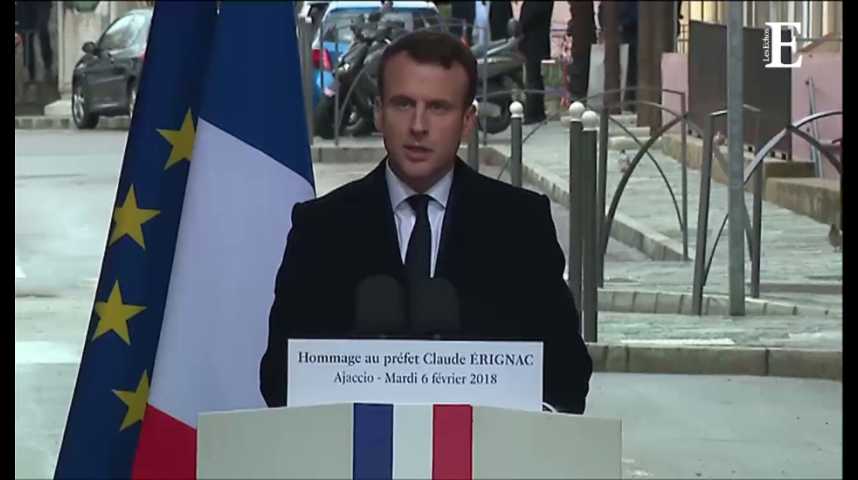 Illustration pour la vidéo Corse : les mots forts de Macron pour saluer la mémoire du préfet Erignac