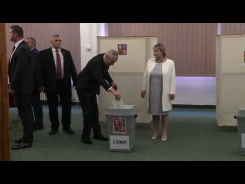 Czech Election: President Milos Zeman casts his vote