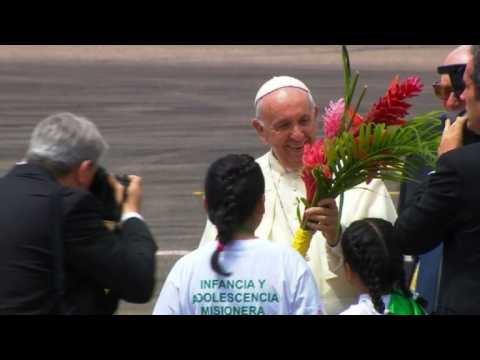 Pope Francis lands in Peru's Amazon