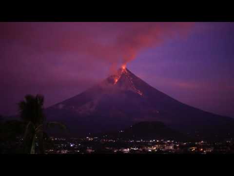 Philippines: Timelapse of Mayon volcano erupting during sunrise