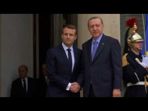 Turkey's Erdogan at the Elysee for talks with France's Macron