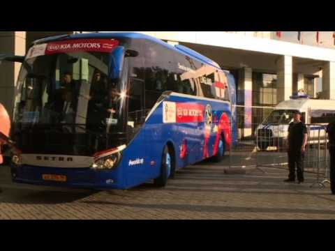 World Cup: England team leave hotel for semi-final match