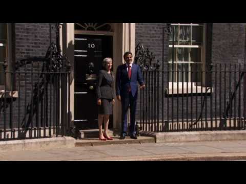 British Prime Minister Theresa May welcomes Emir of Qatar