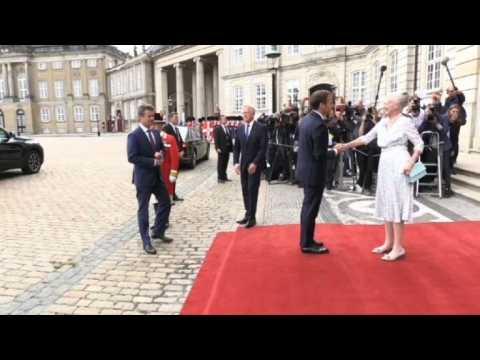 Macron couple welcomed at Amalienborg Palace