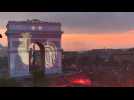 Paris projects French footballers' faces onto Arc de Triomphe