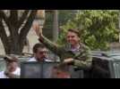 Brazil's far-right Bolsonaro arrives to voting station