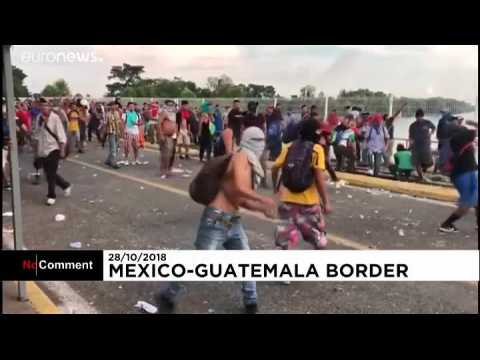 Migrants clash with security forces at Guatemala-Mexico border