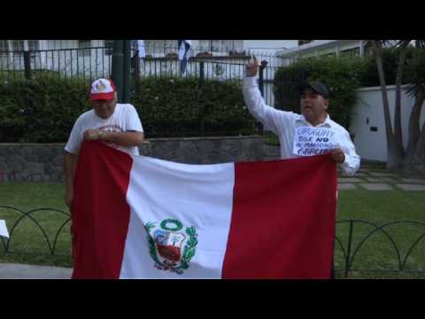 People protest at Uruguay ambassador's house in Peru