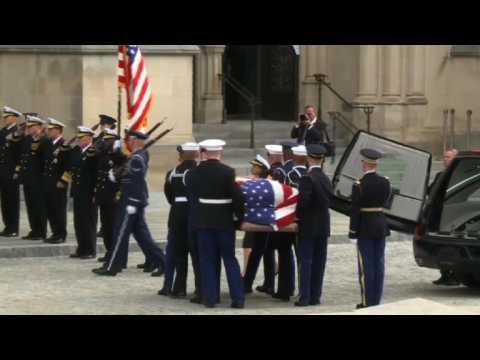 Coffin of George H.W. Bush arrives at National Cathedral