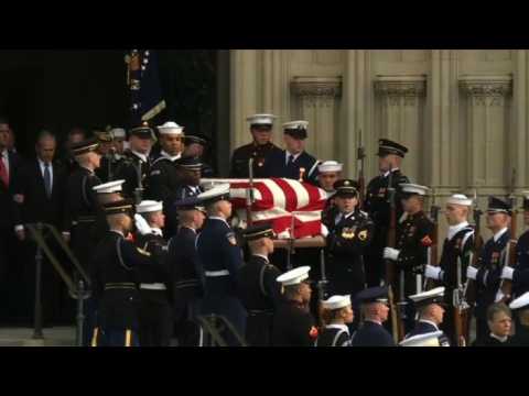 Casket of George H.W. Bush leaves National Cathedral