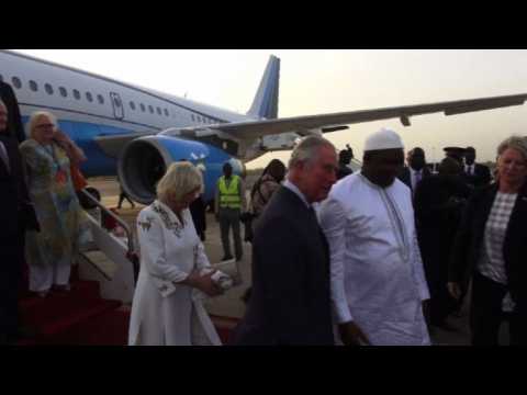 Prince Charles and Duchess Camilla arrive in Gambia
