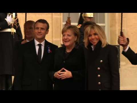 French President welcomes heads of state at Elysee Palace