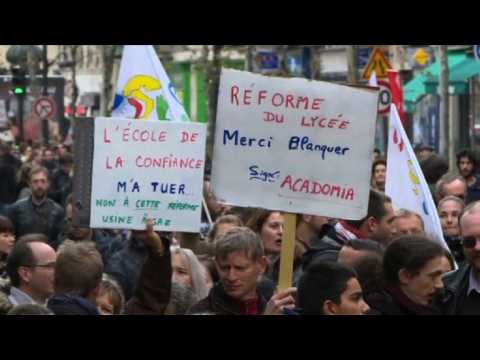 French teachers protest against Macron reform plan