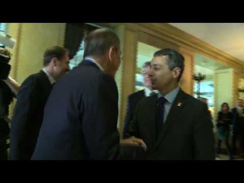 Sergei Lavrov arrives to meet his Swiss counterpart
