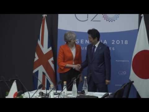 UK PM May holds bilateral meeting with Japan's PM Abe