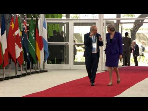 UK PM May arrives at Costa Salguero centre for G20 summit