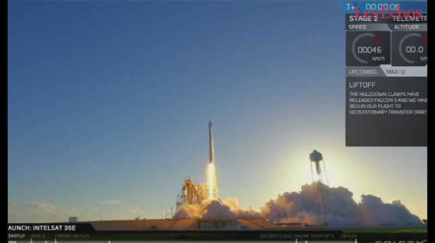Illustration pour la vidéo Après 2 reports, Space X lance avec succès un satellite Intelsat