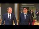 Japanese PM arrives at European Council to seal EU trade deal