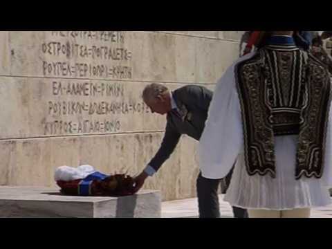 Prince Charles and Camilla lay wreath at unknown soldier's grave