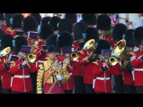 Members of the Foot Guards Regimental Band march in Windsor