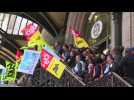 Striking French rail staff protest against reform
