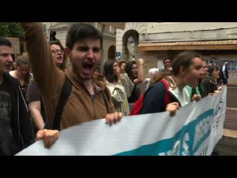 French public sector workers strike in Marseille