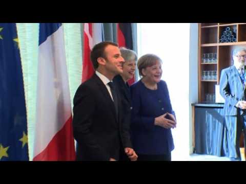 Merkel, May and Macron hold trilateral talks in Sofia