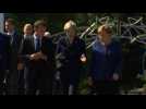 Merkel, May and Macron walk to summit in Sofia
