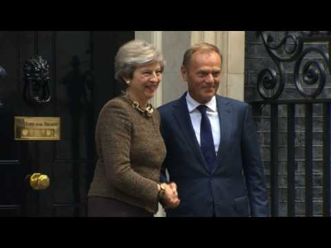Theresa May meets Donald Tusk in London