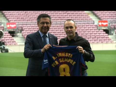 Football: Iniesta renews Barca contract 'for life'