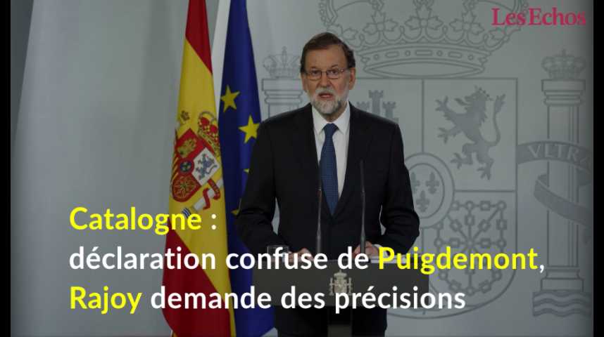 Illustration pour la vidéo Catalogne : déclaration confuse de Puigdemont, Rajoy demande des précisions