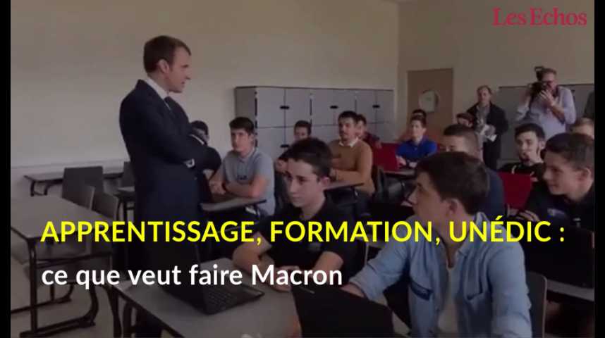 Illustration pour la vidéo Apprentissage, formation, Unédic : ce que veut faire Macron