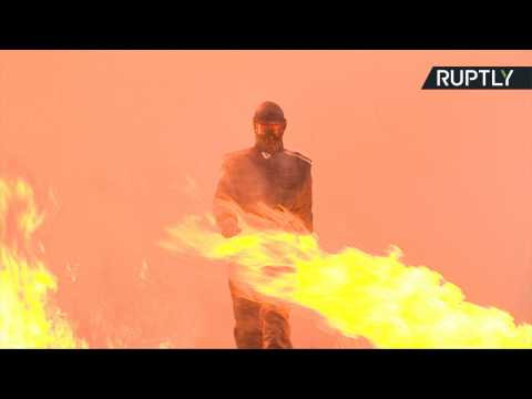 Stuntwoman Walks Through Fire in Russian Military's New Ratnik Combat Suit