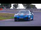 Porsche 911 GT2 RS in Miami Blue Driving on the track