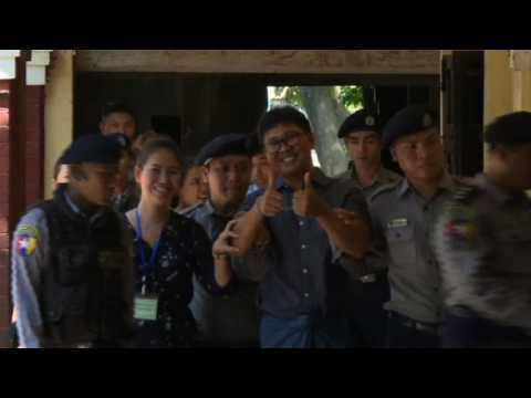 Myanmar: Reuters journalists arrive at court for hearing