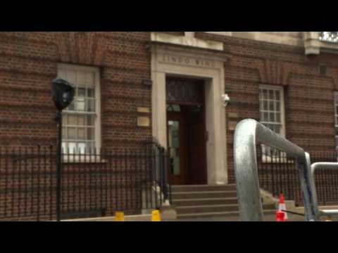 Barriers erected outside London hospital ahead of royal birth