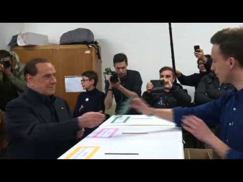 Silvio Berlusconi votes in Italian uncertain election