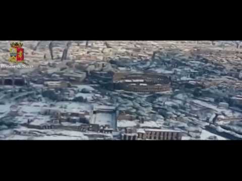 Aerial images of snowfall over Rome