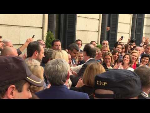 Ousted Spanish PM Mariano Rajoy leaves Parliament